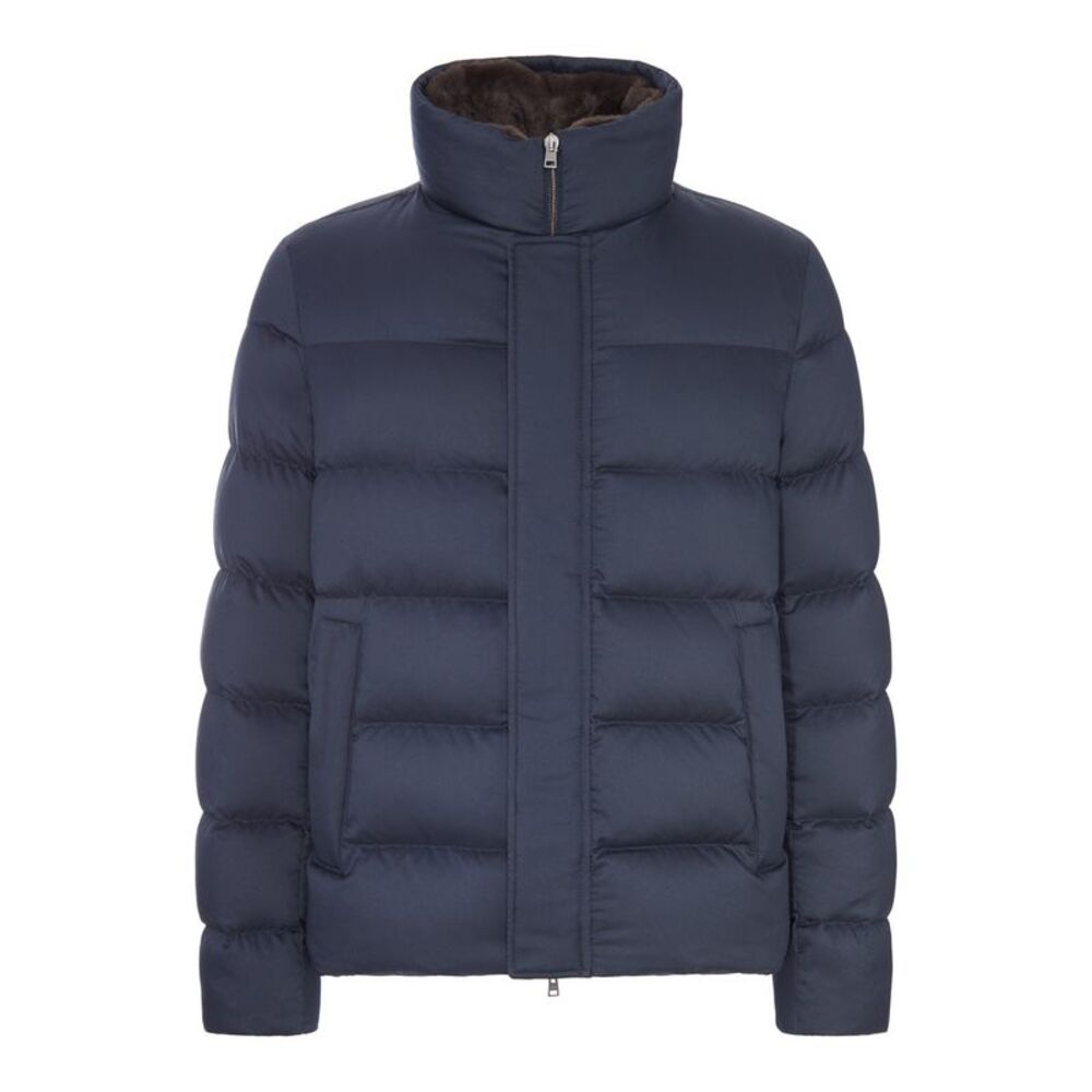 Herno Men Padded Puffer Jacket With A High Collar And Faux-Fur Lining